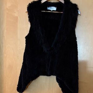 Badgley Mischka Black rabbit fur Vest